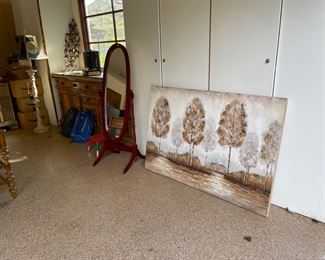 Oil on canvas art and mirror 