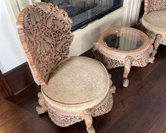Decorative hand carved chairs 