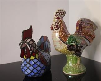 Mosaic Rooster Decorative Figurines