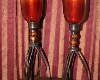 Pair Of Tall Candle HolderaTMs With Candles