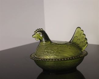 Vintage Avacado Green Glass Dish