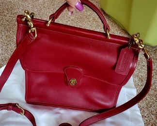 COACH Willis Red Leather Crossbody Top Handle Bag 9927