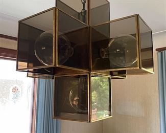 Brutalist Cubist MCM chandelier 