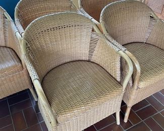 leather woven armchairs (set of 6)