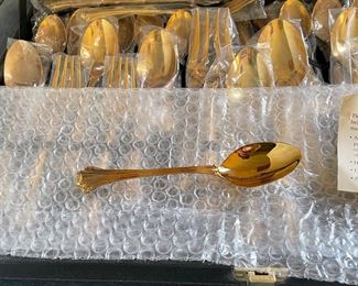 Gold tone Rogers flatware set (MANY settings and extras)