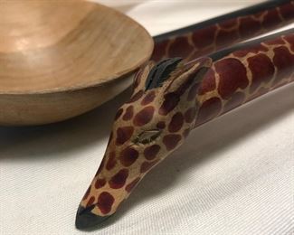 Carved African Safari Giraffe Ladles
