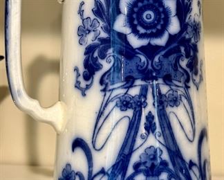 Tall Flow Blue tankard or pitcher