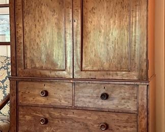 Gorgeous and quite old Linen Press made of Tiger Eye Maple