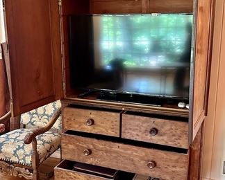Gorgeous and quite old Linen Press made of Tiger Eye Maple