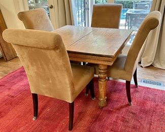 Wood Table with 4 micro fiber chairs 