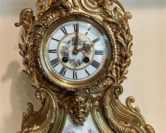 Here’s a French Bronze Mantel clock- we do have the key but alas, you will need to get this beauty repaired.  It is very very old!
