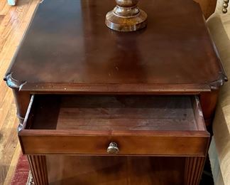 Milling Road by Baker End Table with One Drawer and lower shelf
