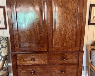 Gorgeous and quite old Linen Press made of Tiger Eye Maple