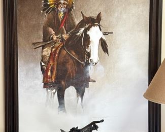 Impressive Native American Warrior Painting by Anthony Sinclair (b. 1943) 36” H x 30” W. Original Oil on Canvas. Signed and Dated.  