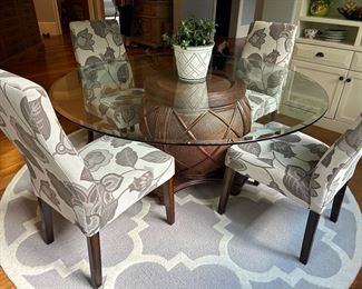 5' round glass top table with 4 parson chairs