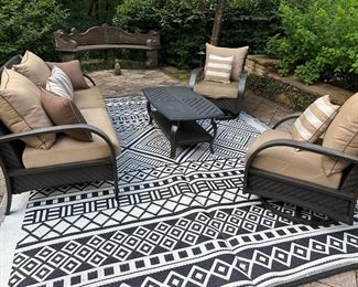 RST Brands patio set. 2 swivel rockers, sofa, coffee table