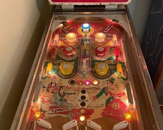 1961 Gottlieb Showboat pinball machine with keys. Chicago company. No plastics, no slingshots like the newer models in the 70s. Classy machine, great colors, works great, has balls! (correction from initial posting)