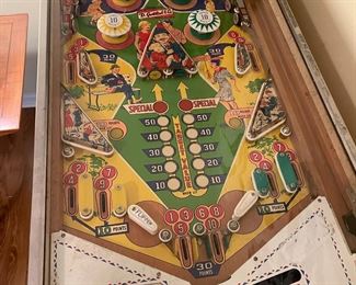 1966 Gottlieb Central Park pinball machine. No key. Game colors and glass colors look great. This machine is known to be highly sought after for its great theme, fun play, and really unique mechanical back glass. Every 100 points the monkey should ring the bell in the backglass!
