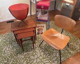 Eames for Herman Miller chair, Danish teak nesting tables