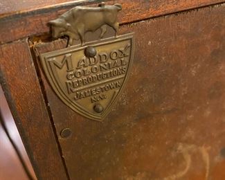 F1 - $75. Maddox Furniture Drop Front Secretary. Measures 38" wide x 23" deep x 41.5" tall. Solid Mahogany. Very sturdy but it does show signs of wear. 