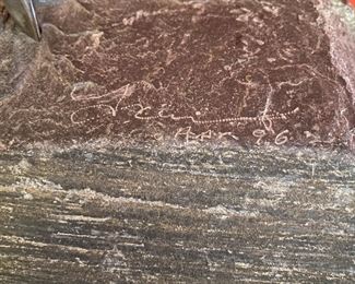 D80 - $500. Stainless Sculpture mounted on stone. Signed. 