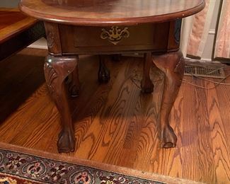 F3 - $80. 4 PIECE SET. Round side table measures 25" across x 21" tall. 