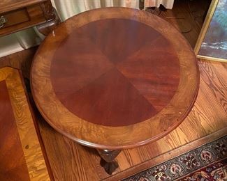 F3 - $80. 4 PIECE SET. Round side table measures 25" across x 21" tall. 