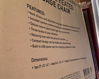 F7 - $100 New In Box Foldable Heated Massage Chair. 