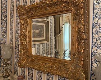 F9 - $95. Large Framed Ornate Mirror. Measures 38" x 34". 