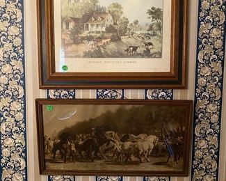 W20 - $15. American Homestead Summer. Measures 20" x 16.5". W21 - $15. Fighting Horse Print. 