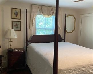 F16 - $175. Queen size 4 poster bed. Mattress & Boxspring included if you want them. 79" tall x 64" wide. 