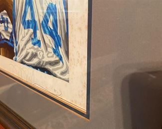 W32 - $350 Rick Rush 1982 Serigraph. 1982 UNC game. Has significant foxing on the white part of the paper. Measures 31.5" x 37". 