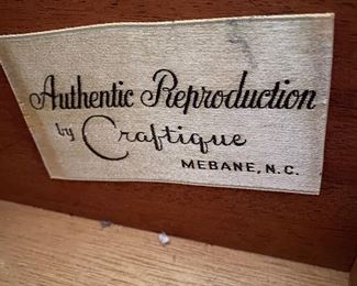F28 - $75. Measures 21.5" wide x 14.5" deep x 27". Craftique Reproduction Furniture - Mebane. Solid wood but top has some water marks. 