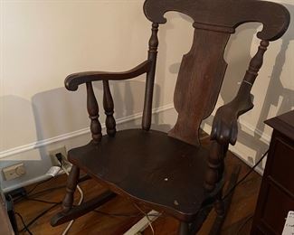 F29 - $40. Measures 26" wide. Floor to seat is 14". Floor to top of back is 32".  Solid wood and sturdy. 