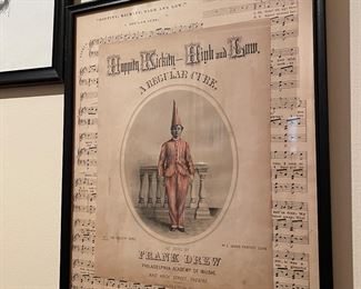 W49 - $40. Framed music sheets. 