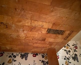 K3 - $500. Storehouse Butcher Block. Measures 24" square x 37" tall. Top does have some minor splitting - Solid butcher block. (This is the bottom) 