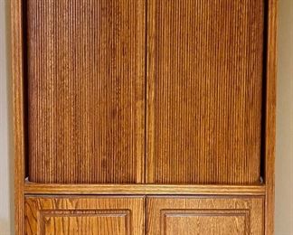 Oak And Veneer Vintage Accordion Front Double Door Cabinet