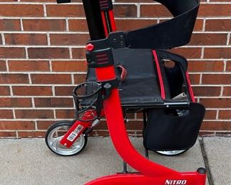 Drive Nitro Red Folding Walker With Extra Wheel