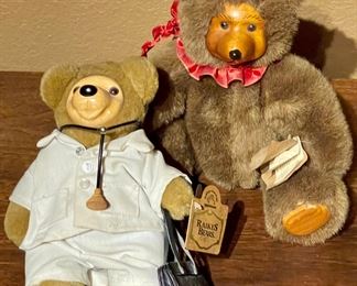 (2) Vintage Robert Raikes Bears - Original Limited Edition 9" Doug Doctor Teddy Bear 1664/5000, And 12" Terry 
