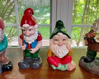 (4) Ceramic, Plastic And Resin Gnomes - (2) Plastic Are From Whales