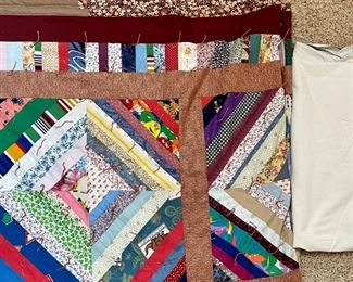 Hand Made Vintage Gods Eye Quilt And An Applique Cotton Quilt Topper