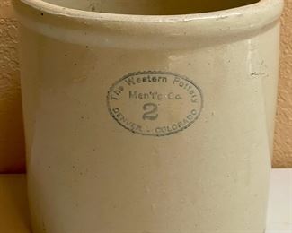 Antique Western Pottery MFG Co. Denver Colorado 2 Gallon Stoneware Crock