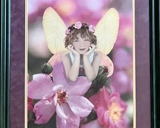 Wild Rose Fairy Print In Green Frame
