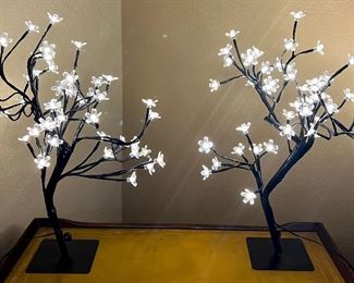 Pair Of Lighted Cherry Blossom Tree Table Lamps