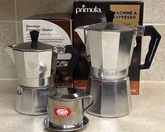 Primula And Fino Stove Top Coffee Makers Original Boxes With LC1 Coffee Filter