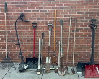 Tool Lot - Craftsman Gas Trimmer, Rakes, Shovels, Axe, Pick, Snow Shovels, And More (as Is)