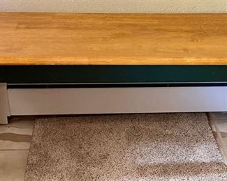 Wood Top Green Painted Base Bench