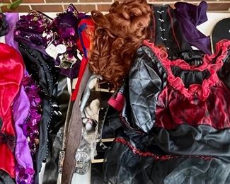 Assorted Adult Costume Lot - Eely Dlor Belly Dancing Costume With Tag, Pirate Outfits, Saloon Girl, And More
