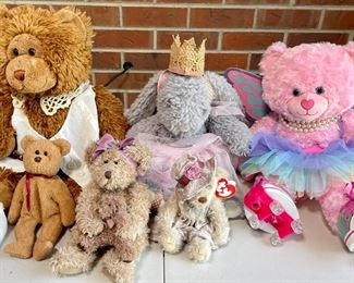 Bear Lot - Build A Bear Roller Skates, Ty Bears, Kellytoy Bunny, Bear With Antique Lace Vest, And More