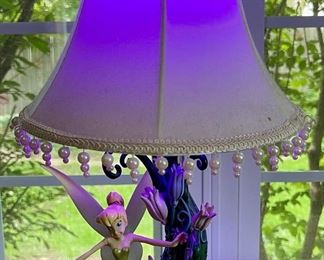 Resin Tinkerbell Lamp With Pink Bulb And Lighted Wings